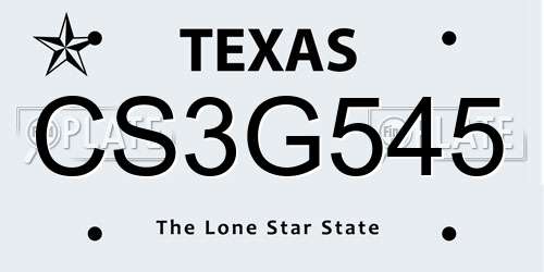 CS3G545 Texas License Plate