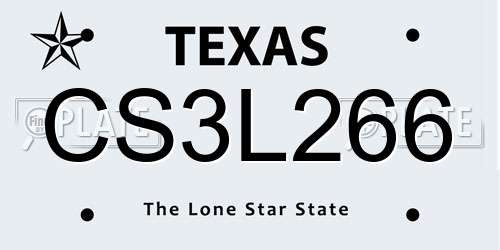 CS3L266 Texas License Plate