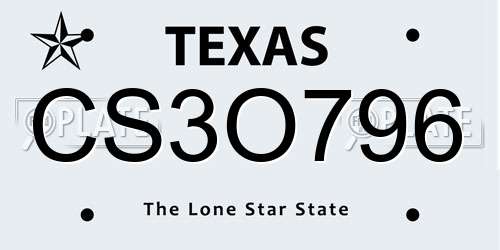 CS3O796 Texas License Plate