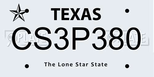 CS3P380 Texas License Plate