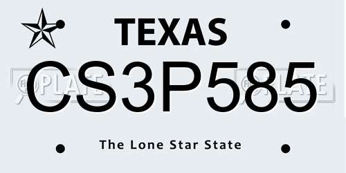 CS3P585 Texas License Plate