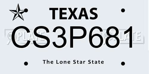 CS3P681 Texas License Plate