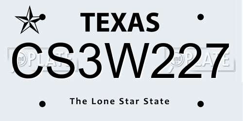 CS3W227 Texas License Plate