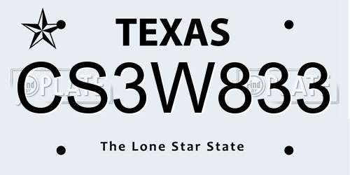 CS3W833 Texas License Plate