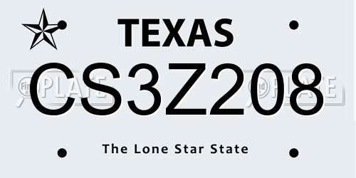CS3Z208 Texas License Plate