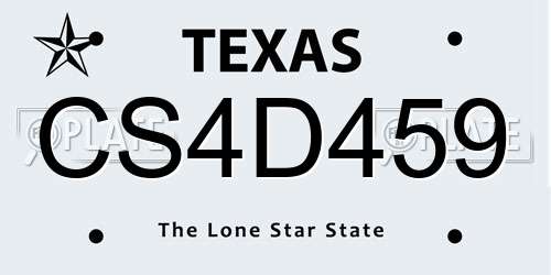 CS4D459 Texas License Plate