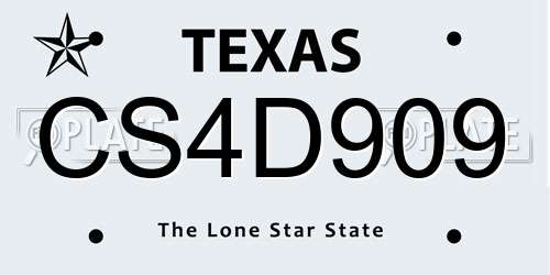 CS4D909 Texas License Plate