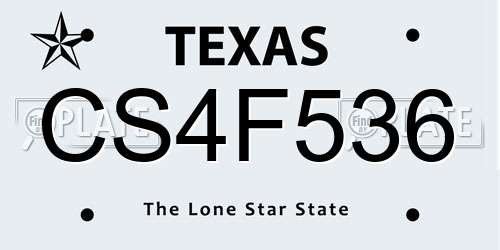 CS4F536 Texas License Plate