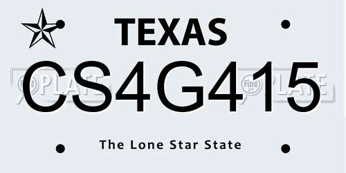 CS4G415 Texas License Plate