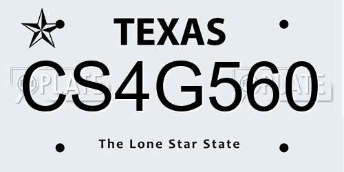 CS4G560 Texas License Plate