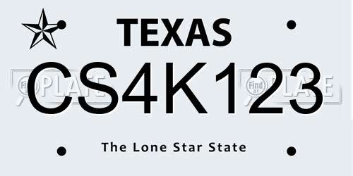 CS4K123 Texas License Plate
