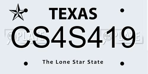 CS4S419 Texas License Plate