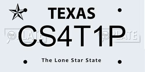 CS4T1P Texas License Plate