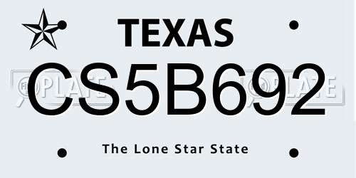 CS5B692 Texas License Plate