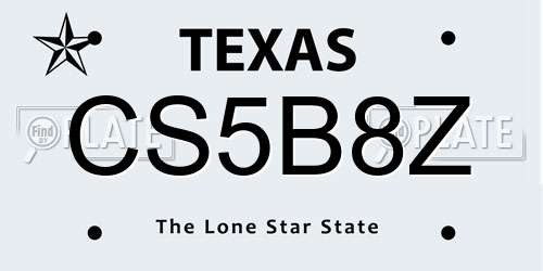 CS5B8Z Texas License Plate