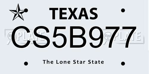 CS5B977 Texas License Plate