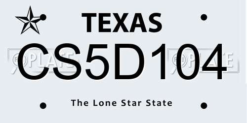 CS5D104 Texas License Plate