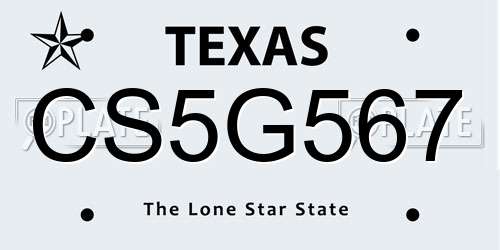 CS5G567 Texas License Plate