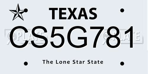CS5G781 Texas License Plate