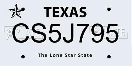 CS5J795 Texas License Plate