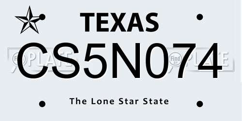 CS5N074 Texas License Plate