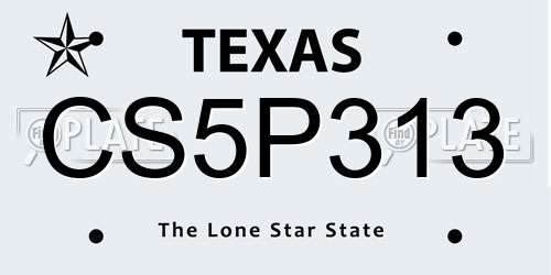 CS5P313 Texas License Plate