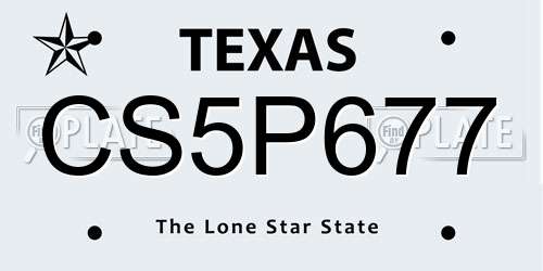 CS5P677 Texas License Plate
