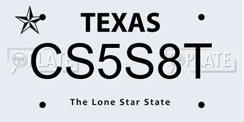 CS5S8T Texas License Plate