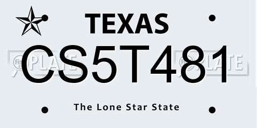 CS5T481 Texas License Plate