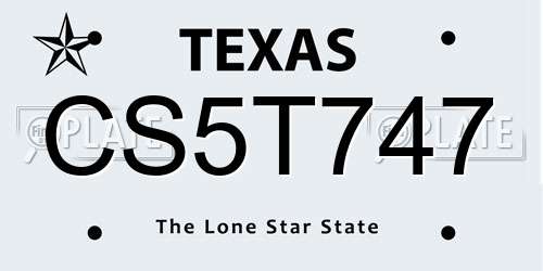 CS5T747 Texas License Plate
