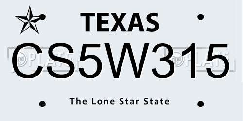 CS5W315 Texas License Plate