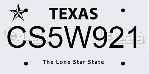 CS5W921 Texas License Plate