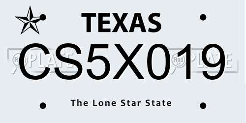CS5X019 Texas License Plate