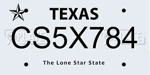 CS5X784 Texas License Plate