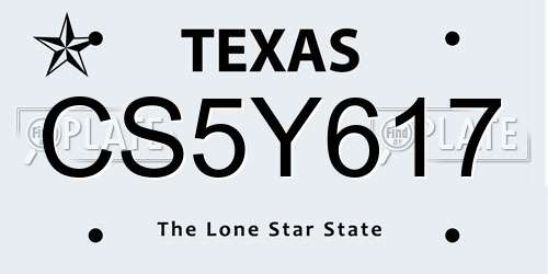 CS5Y617 Texas License Plate