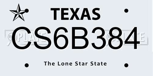 CS6B384 Texas License Plate