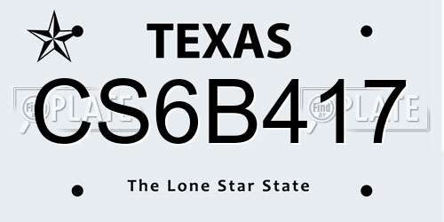 CS6B417 Texas License Plate