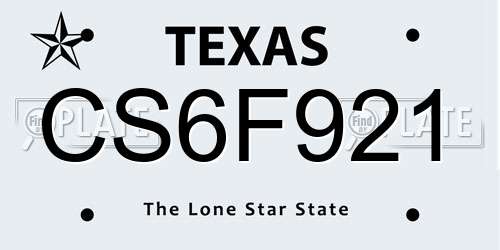 CS6F921 Texas License Plate