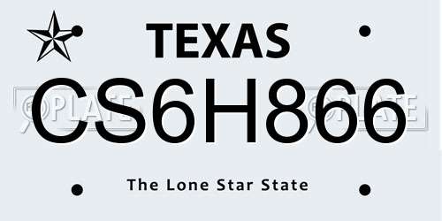 CS6H866 Texas License Plate