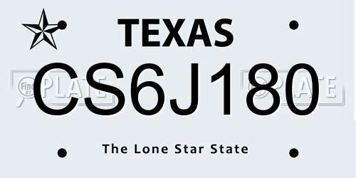 CS6J180 Texas License Plate