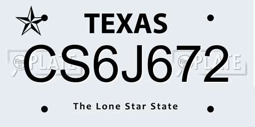 CS6J672 Texas License Plate