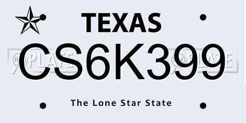 CS6K399 Texas License Plate