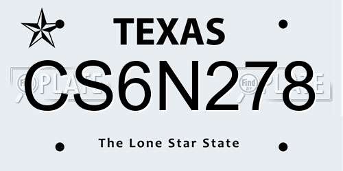 CS6N278 Texas License Plate