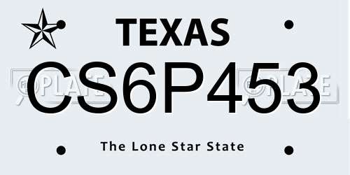 CS6P453 Texas License Plate