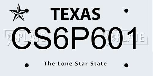 CS6P601 Texas License Plate