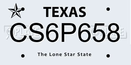 CS6P658 Texas License Plate