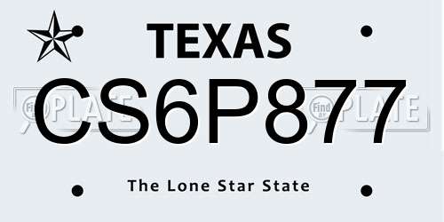 CS6P877 Texas License Plate