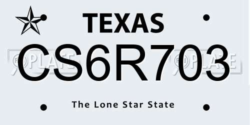 CS6R703 Texas License Plate