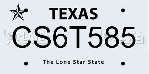 CS6T585 Texas License Plate