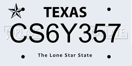 CS6Y357 Texas License Plate